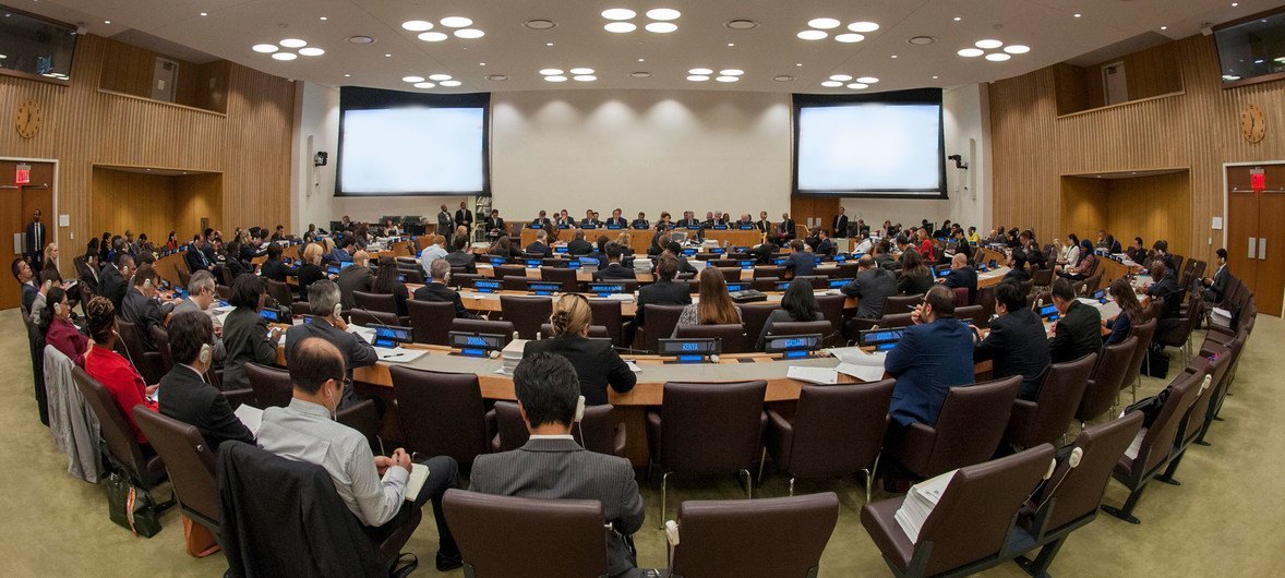 A United Nations committee room
